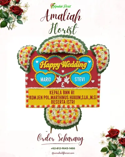 Karangan Papan Bunga Pernikahan di Ciateul